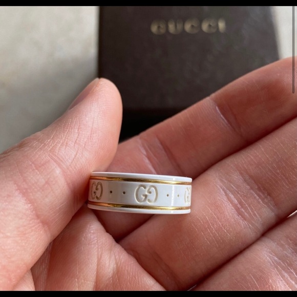Gucci Jewelry - Gucci Logo Ring Ceramic Size 5 3/4 or France 11